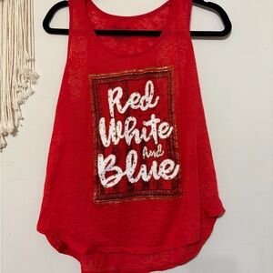 Red Graphic Tank Top "Red White and Blue"